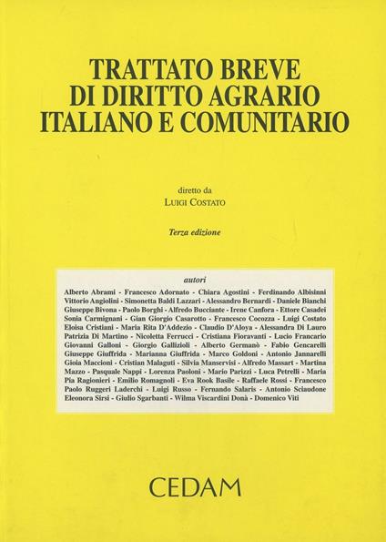 Trattato breve di diritto agrario italiano e comunitario - copertina