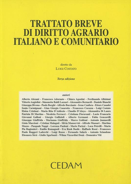 Trattato breve di diritto agrario italiano e comunitario - copertina