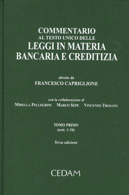 Commentario al Testo Unico delle leggi in materia bancaria e creditizia - copertina