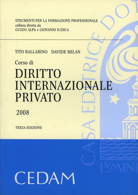 Corso di diritto internazionale privato - copertina