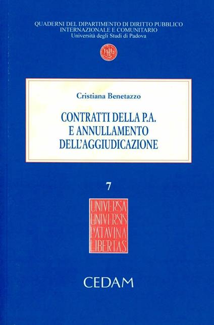 Contratti della P.A. e annullamento dell'aggiudicazione - Cristiana Benetazzo - copertina