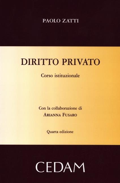 Diritto privato. Corso istituzionale - Paolo Zatti - copertina