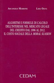 Algoritmi e formule di calcolo dell'interesse nel mercato legale del credito dal 1996 al 2012. Il costo sociale della moral suasion