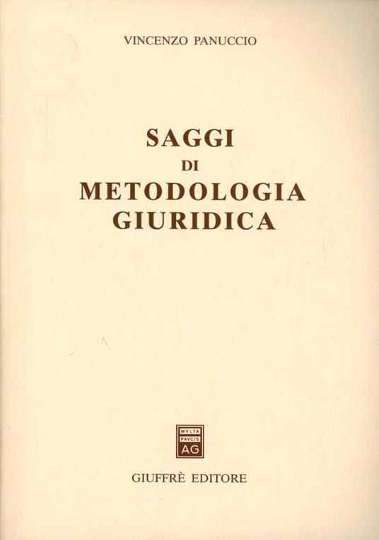 Saggi di metodologia giuridica - Vincenzo Panuccio - copertina