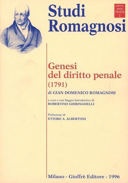 Genesi del diritto penale (1791) - G. Domenico Romagnosi - copertina