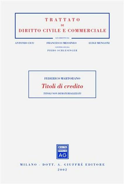 Titoli di credito. Titoli non dematerializzati - Federico Martorano - copertina