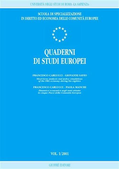 Quaderni di studi europei (2001). Vol. 1 - copertina