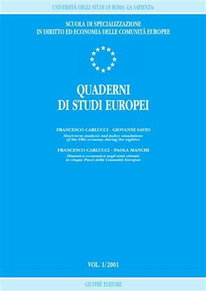 Quaderni di studi europei (2001). Vol. 1 - copertina