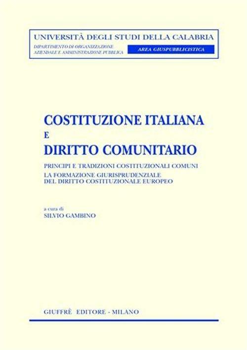 Costituzione italiana e diritto comunitario. Principi e tradizioni costituzionali comuni. La formazione giurisprudenziale del diritto costituzionale europeo - copertina