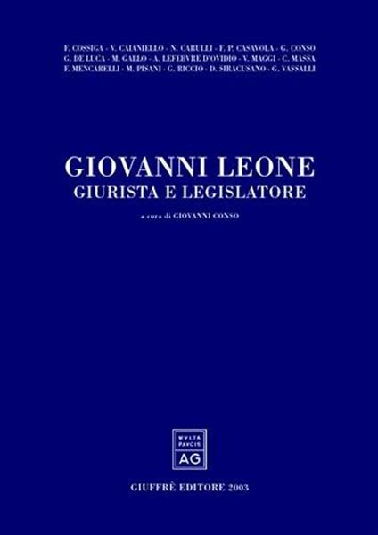 Giovanni Leone: giurista e legislatore - copertina