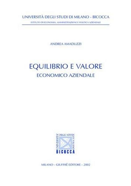 Equilibrio e valore economico aziendale - Andrea Amaduzzi - copertina