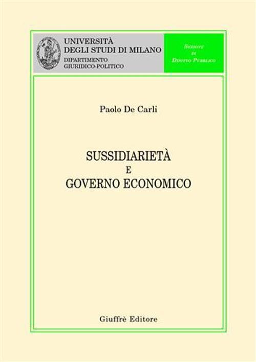 Sussidiarietà e governo economico - Paolo De Carli - copertina