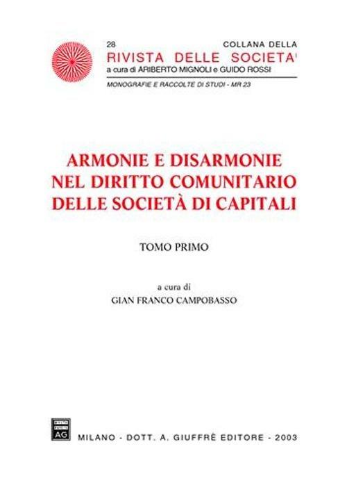 Armonie e disarmonie nel diritto comunitario delle società di capitali - copertina