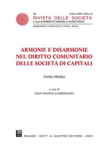 Armonie e disarmonie nel diritto comunitario delle società di capitali - copertina