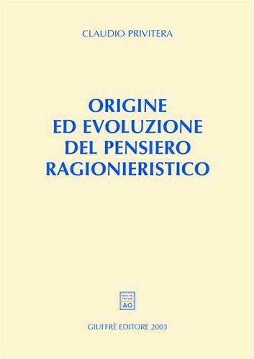 Origine ed evoluzione del pensiero ragionieristico - Claudio Privitera - copertina