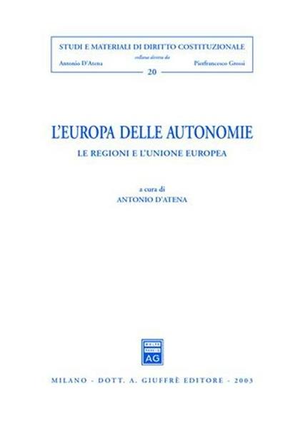 L' Europa delle autonomie. Le regioni e l'Unione Europea - copertina