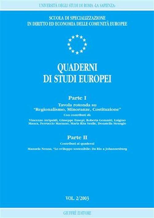 Quaderni di studi europei (2003). Vol. 2 - copertina