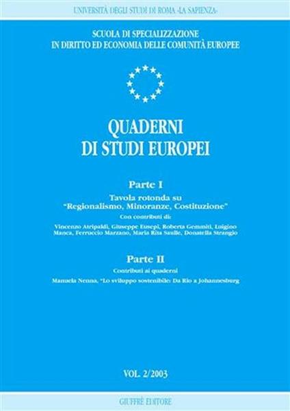 Quaderni di studi europei (2003). Vol. 2 - copertina