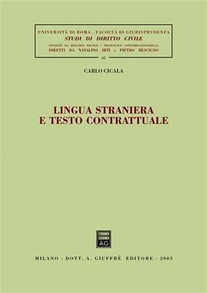 Lingua straniera e testo contrattuale - Carlo Cicala - copertina