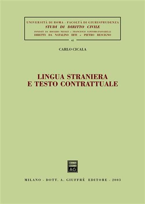 Lingua straniera e testo contrattuale - Carlo Cicala - copertina