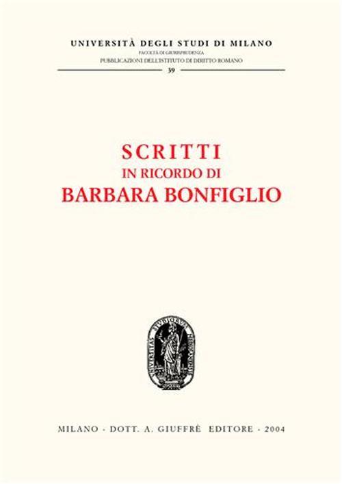 Scritti in ricordo di Barbara Bonfiglio - copertina