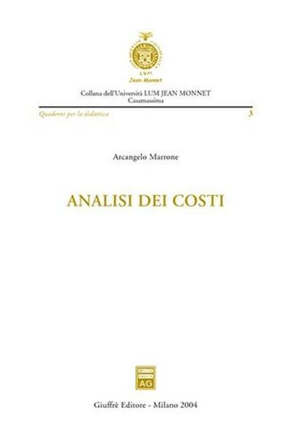 Analisi dei costi - Arcangelo Marrone - copertina
