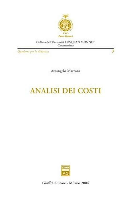 Analisi dei costi - Arcangelo Marrone - copertina