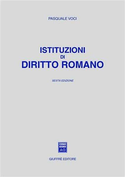 Istituzioni di diritto romano - Pasquale Voci - copertina