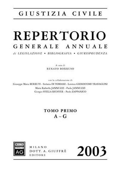 Repertorio generale annuale di legislazione, bibliografia, giurisprudenza - copertina