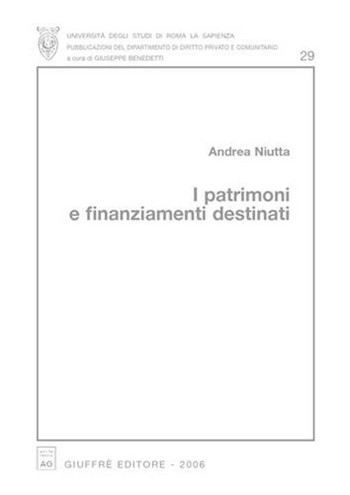 I patrimoni e finanziamenti destinati - Andrea Niutta - copertina