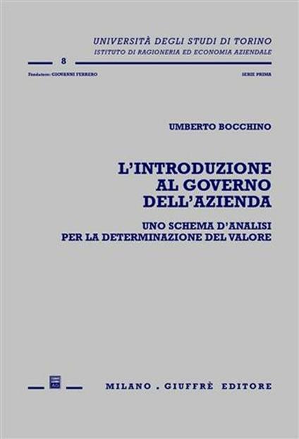 L' introduzione al governo dell'azienda. Uno schema d'analisi per la determinazione del valore - Umberto Bocchino - copertina