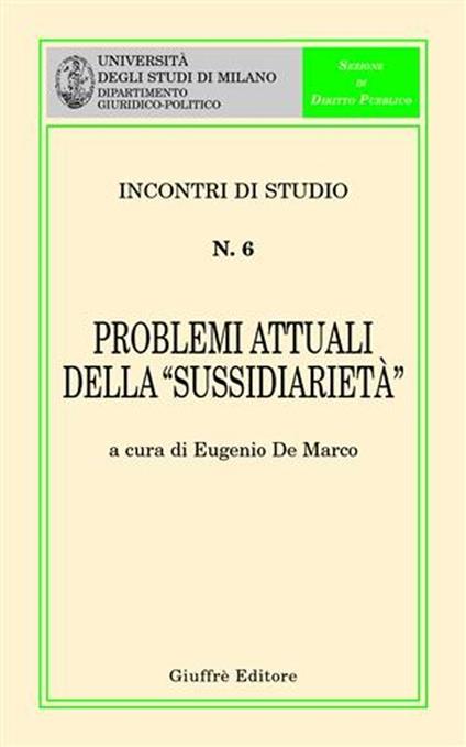 Problemi attuali della «sussidiarietà» - copertina