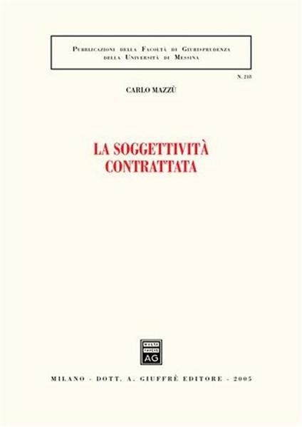 La soggettività contrattata - Carlo Mazzù - copertina