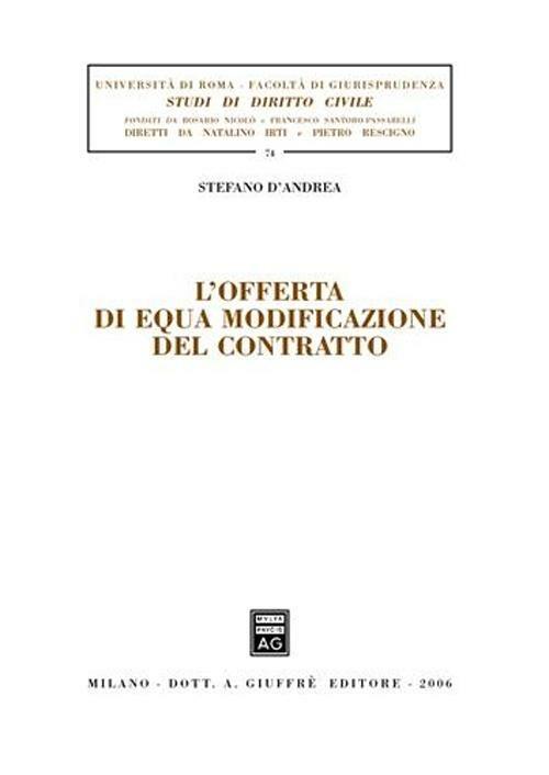L' offerta di equa modificazione del contratto - Stefano D'Andrea - copertina