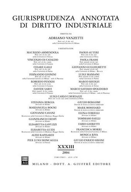 Giurisprudenza annotata di diritto industriale. Anno 33° (2004) - copertina