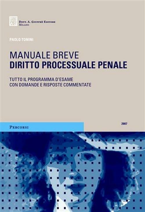 Diritto processuale penale - Paolo Tonini - copertina
