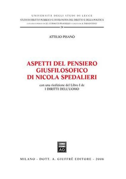 Aspetti del pensiero giusfilosofico di Nicola Spedalieri - Attilio Pisanò - copertina