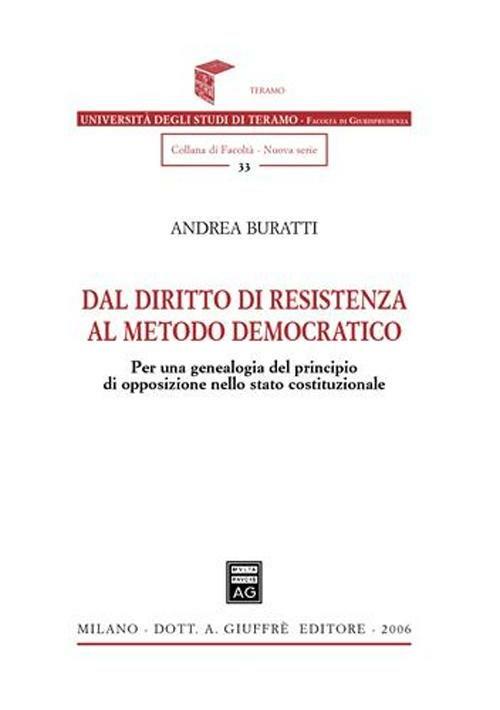 Dal diritto di resistenza al metodo democratico. Per una genealogia del principio di opposizione nello Stato costituzionale - Andrea Buratti - copertina