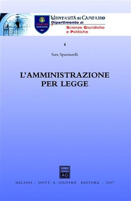 L' amministrazione per legge - Sara Spuntarelli - copertina