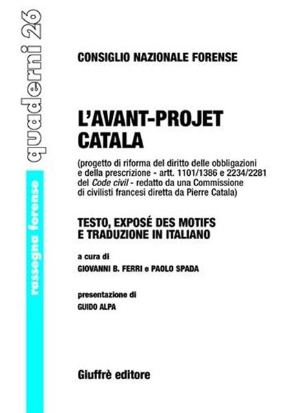 L' avant-projet Catala - copertina