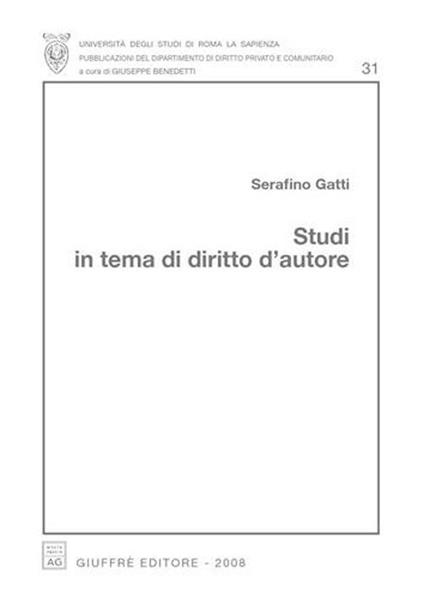 Studi in tema di diritto d'autore - Serafino Gatti - copertina