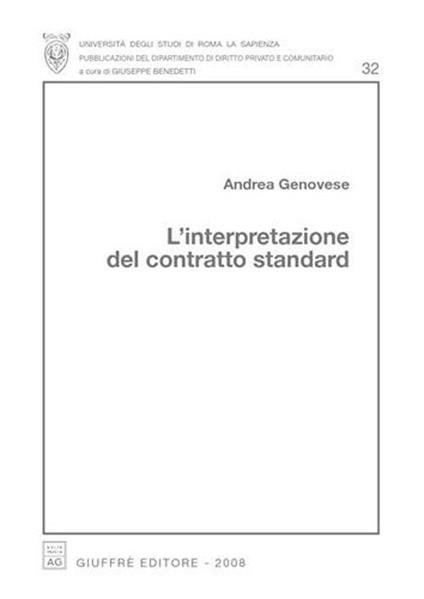 L' interpretazione del contratto standard - Andrea Genovese - copertina