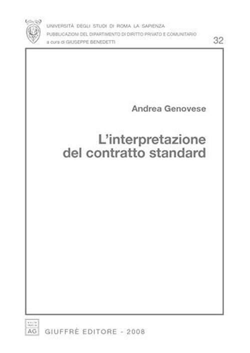 L' interpretazione del contratto standard - Andrea Genovese - copertina