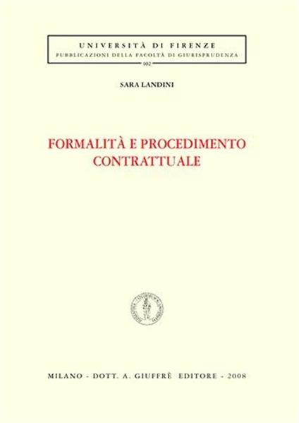 Formalità e procedimento contrattuale - Sara Landini - copertina