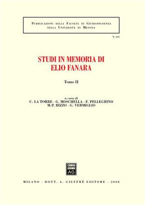 Studi in memoria di Elio Fanara. Vol. 2 - copertina
