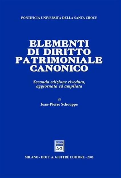 Elementi di diritto patrimoniale canonico - Jean-Pierre Schouppe - copertina