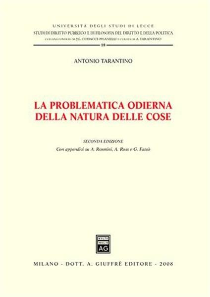 La problematica odierna della natura delle cose - Antonio Tarantino - copertina