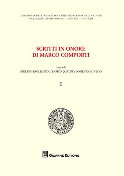Scritti in onore di Marco Comporti - copertina