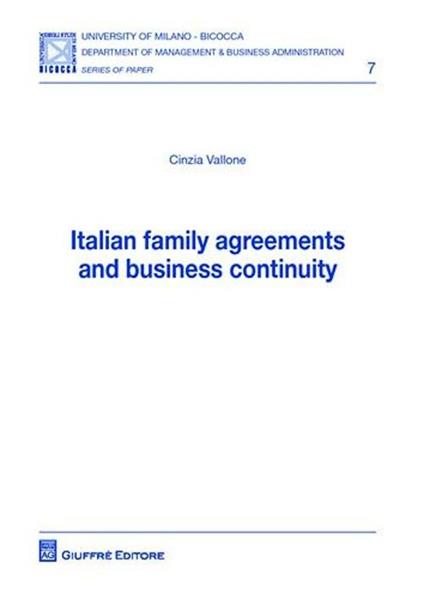 Italian family agreements and business continuity - Cinzia Vallone - copertina