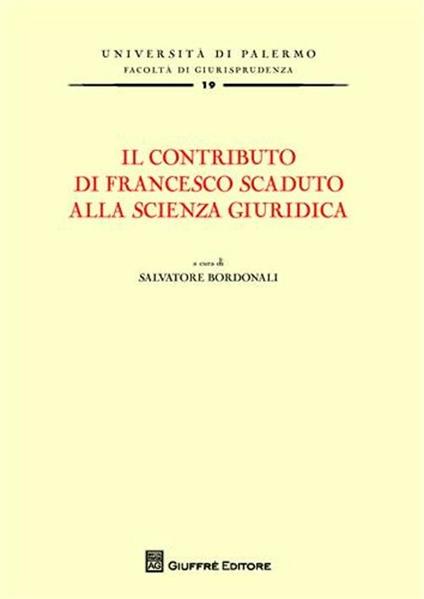 Il contributo di Francesco Scaduto alla scienza giuridica - copertina